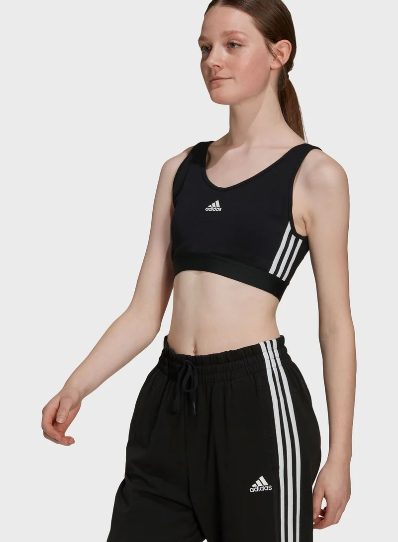 Adidas 3 Stripe Cropped Bra