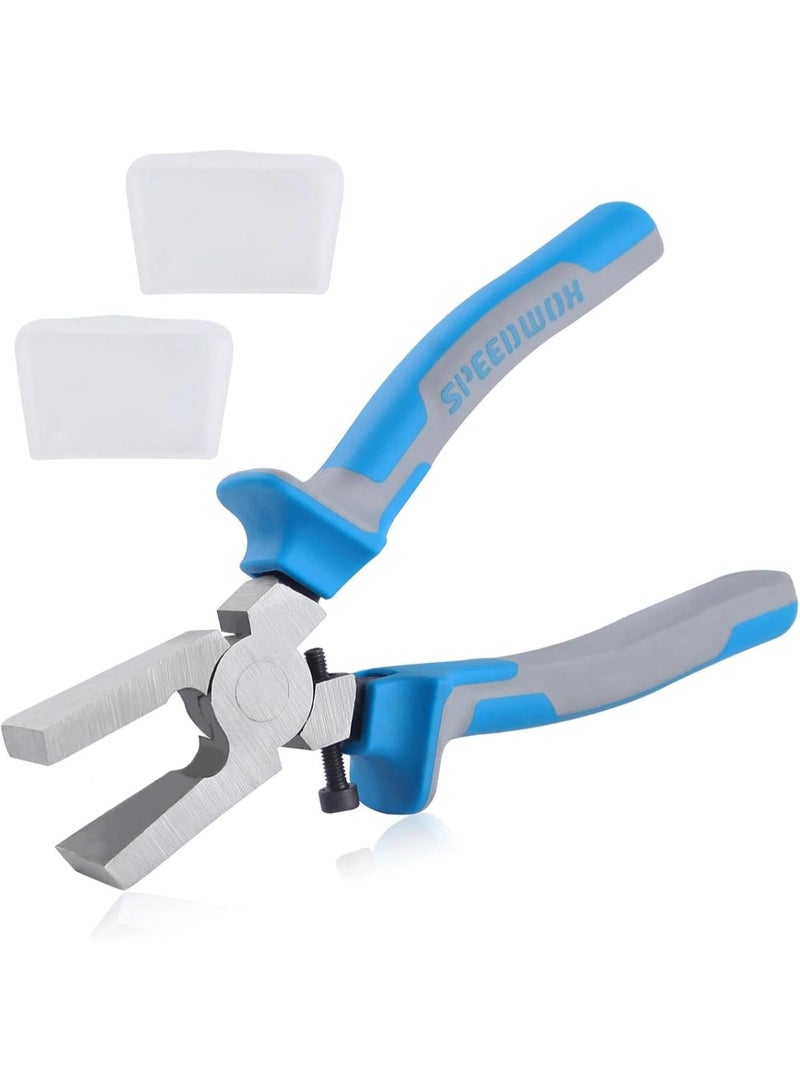 GGOOT 6 Inch Glass Breaking Pliers with Rubber Tips Flat Jaws Key Fob Pliers for Key Fob Hardware Mirror Stained Work Mosaics Breaking Tool Glass Rubber Plier - Image 1