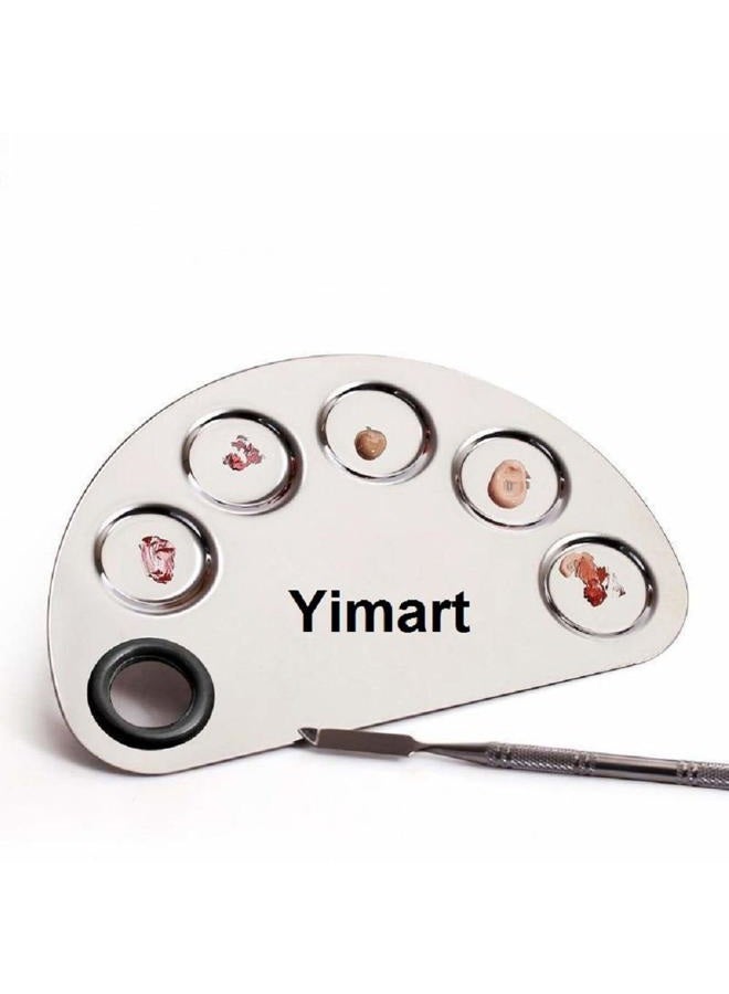 Yimart Pro Stainless Steel Makeup Cosmetic Artist Five Holes Mixing Pallete Spatula - Image 1