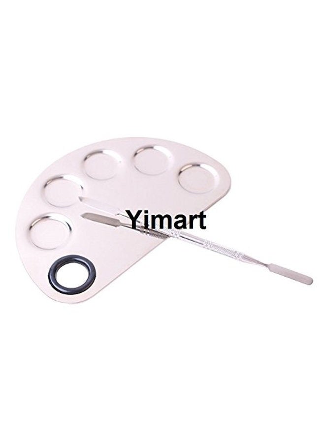 Yimart Pro Stainless Steel Makeup Cosmetic Artist Five Holes Mixing Pallete Spatula - Image 5