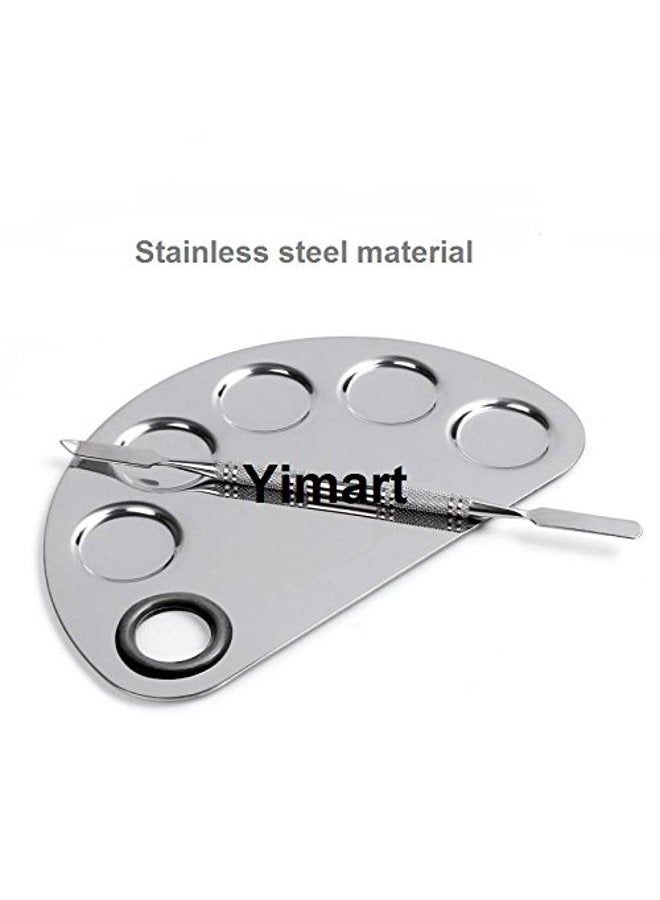 Yimart Pro Stainless Steel Makeup Cosmetic Artist Five Holes Mixing Pallete Spatula - Image 3