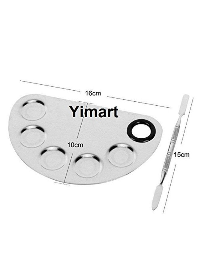Yimart Pro Stainless Steel Makeup Cosmetic Artist Five Holes Mixing Pallete Spatula - Image 2