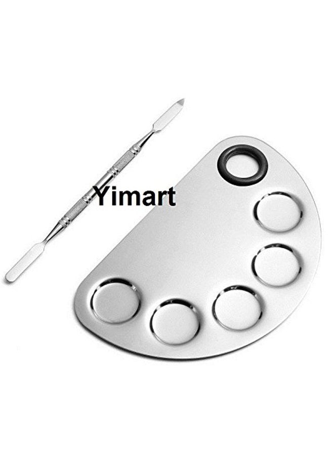 Yimart Pro Stainless Steel Makeup Cosmetic Artist Five Holes Mixing Pallete Spatula - Image 4
