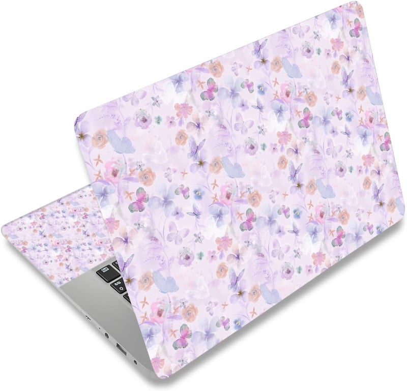 AORTDES Laptop Skin Sticker 12.1 13 13.3 14 15 15.6 Inches Netbook Sticker Decal Reusable Universal Notebook PC Art Personalized Protector by (AD-NEK-77 Flowers & Butterflies) - Image 1