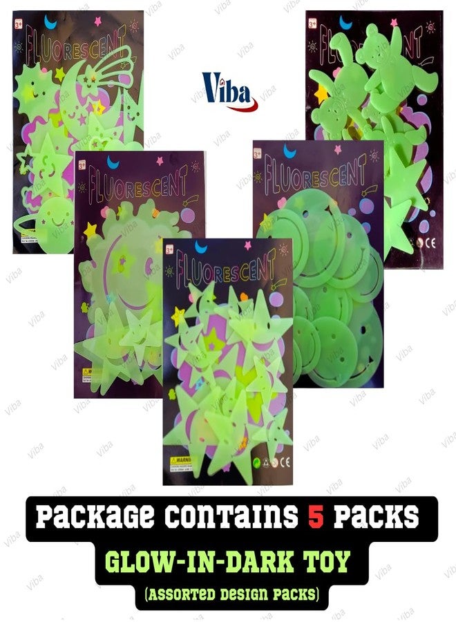 Viba® Glow Dark Stickers for Kids Birthday Return Gift (Set of 5 Packs) | Neon Radium Party Favors & Keepsake Decorations | Luminous Stickers for Boys & Girls - Image 2