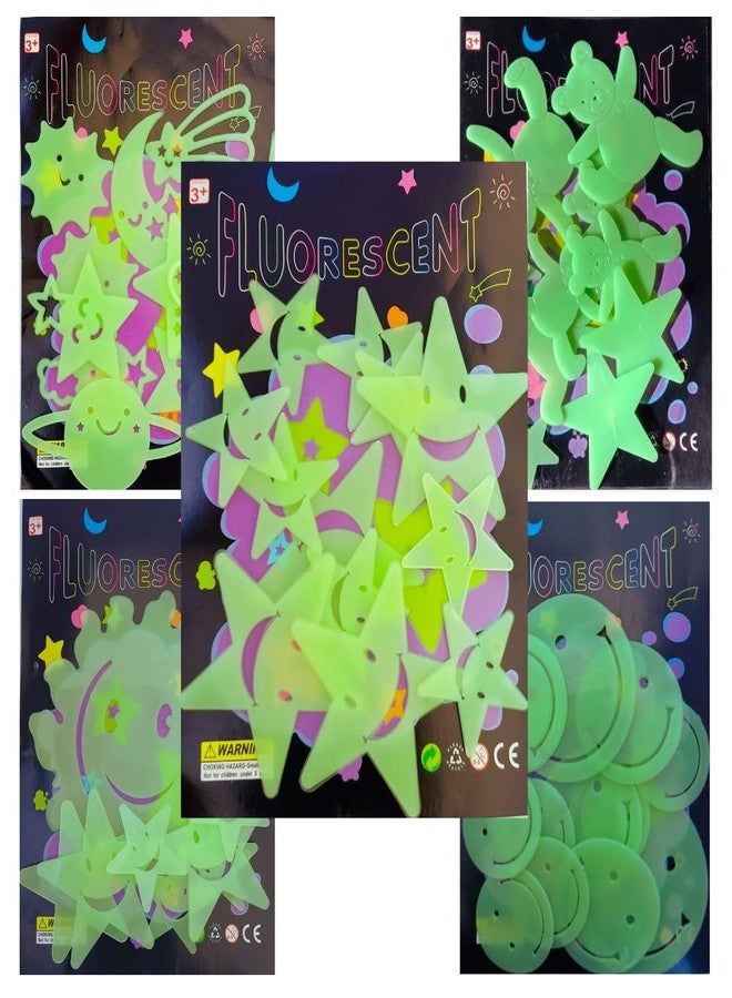 Viba® Glow Dark Stickers for Kids Birthday Return Gift (Set of 5 Packs) | Neon Radium Party Favors & Keepsake Decorations | Luminous Stickers for Boys & Girls - Image 1