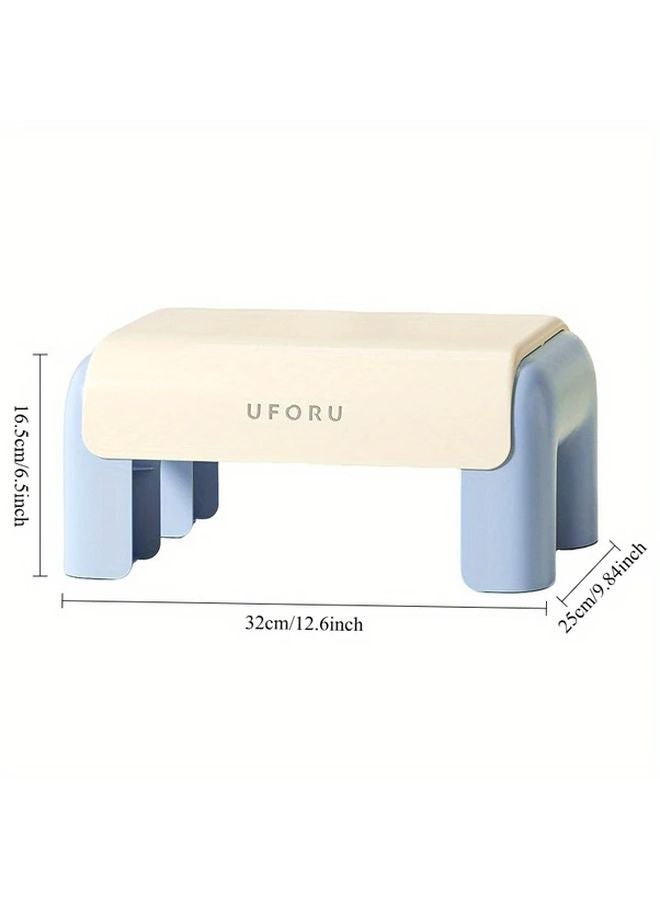 Cream White Train Design Step Stool Non Slip Plastic Storage Ottoman 27 Inch - Image 5