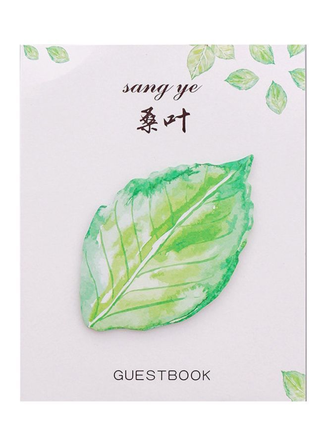 NIBEMINENT 2-Piece Mulberry Tree Leaf Sticky Note Green/White