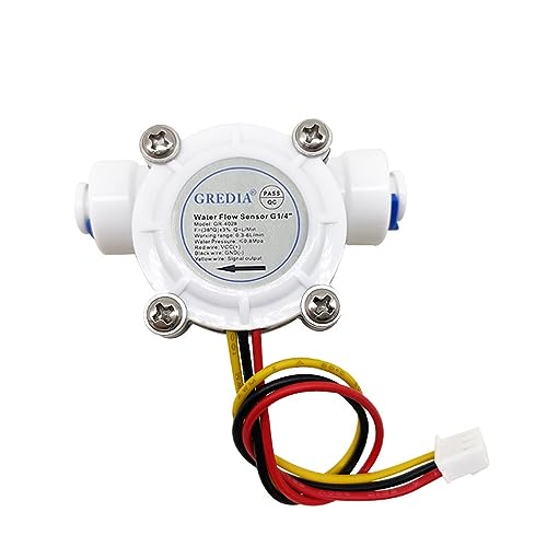 GREDIA 1/4" Quick Connect Water Flow Sensor Food-Grade Switch Hall Effect Flowmeter Fluid Meter Counter 0.3-6L/min - Image 1