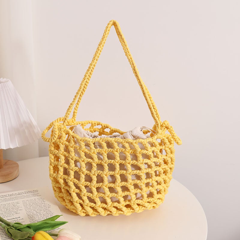 Factory Fashion Woven Beach Bag – Medium Polyester Shoulder Bag for Women - Image 5