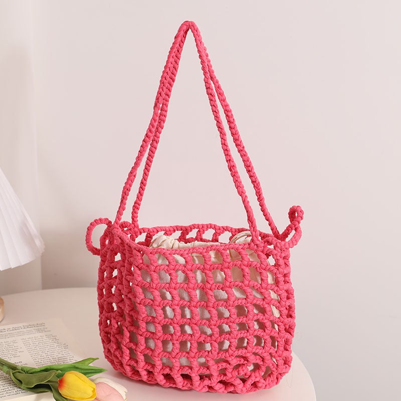 Factory Fashion Woven Beach Bag – Medium Polyester Shoulder Bag for Women - Image 3