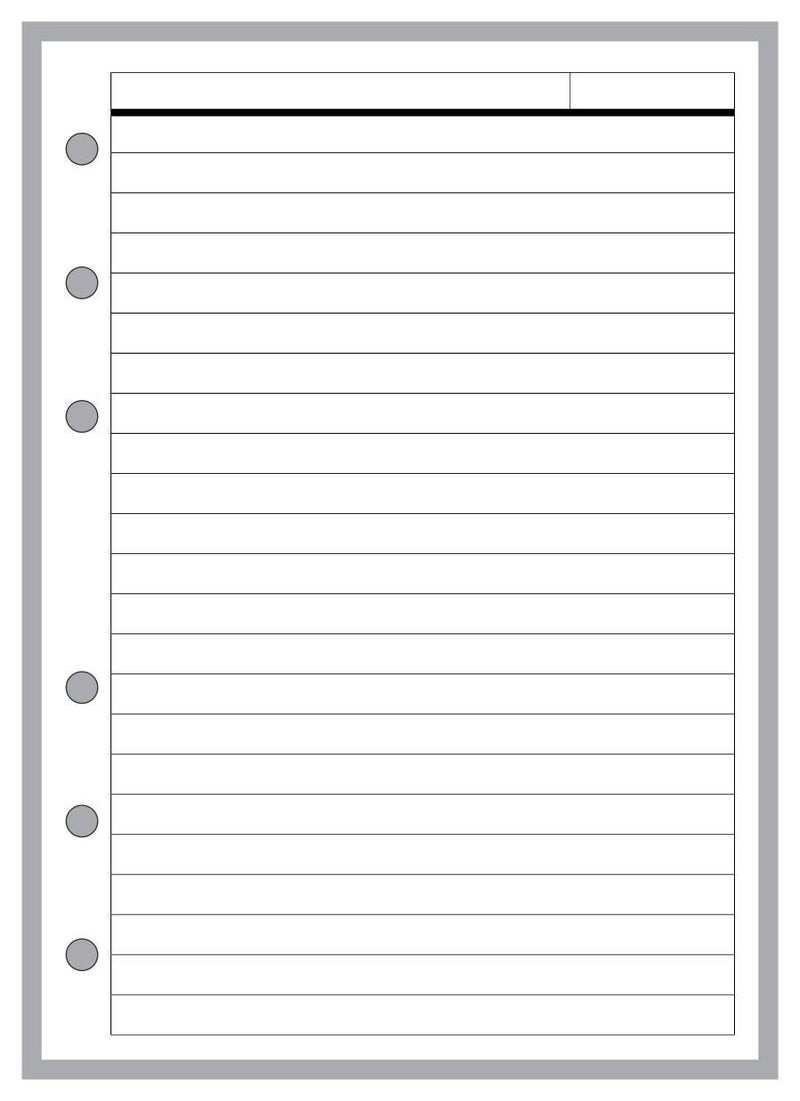 A6 Size Note Paper Planner Insert with Subject Line, for 6-Ring Binders (4.1" x 5.8"). This is A European Standard A6 Size. Your A6 May BE Different. Please See Images.