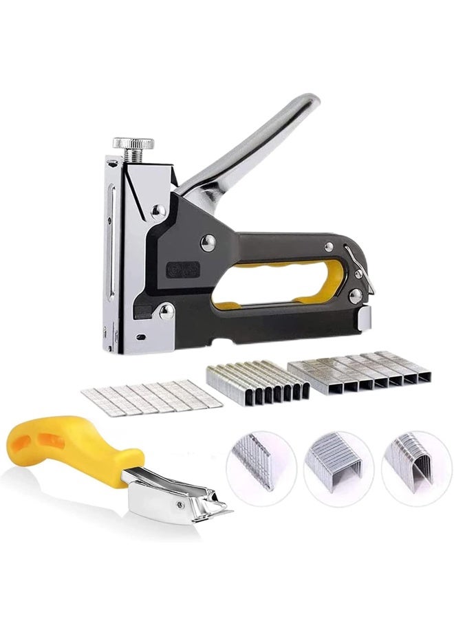 3-in-1 Staple Gun Upholstery Stapler Heavy Duty Power Crown Shooter Tacker Hand Operated Stainless Steel Nail Gun Tool for Fixing Material Carpentry Furniture Doors And Windows - Image 1