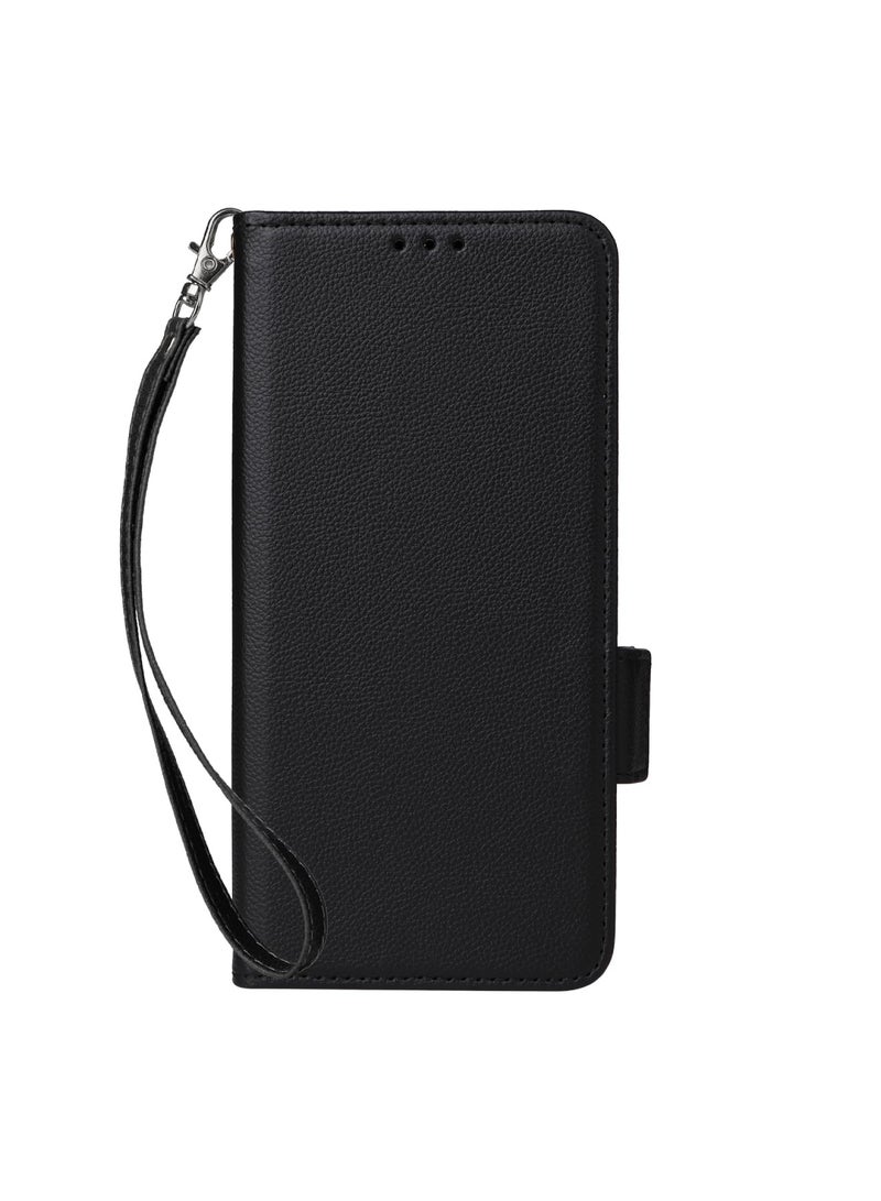 Adando Case Compatible with Honor 600 Lite Cover with hand rope,Leather Flip Phone Case with 4 Card Slots.Magnetic Closure.Anti slip and fall (Black) - Image 1