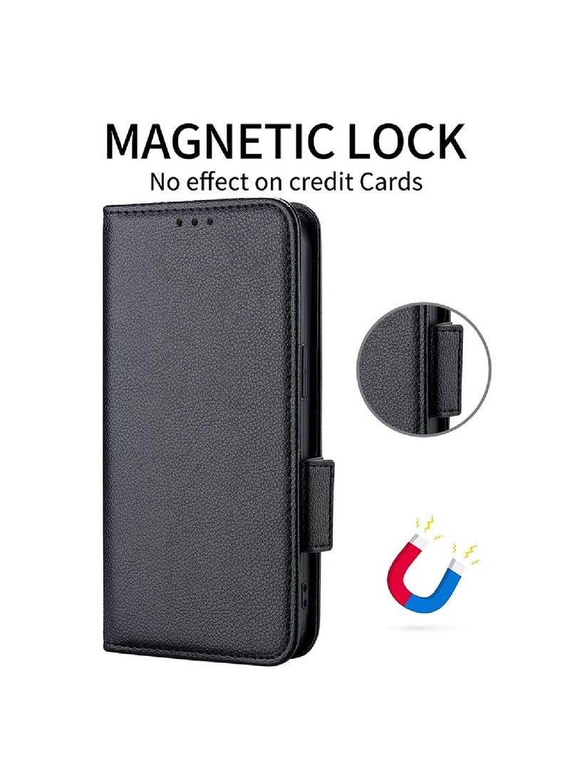 Adando Case Compatible with Honor 600 Lite Cover with hand rope,Leather Flip Phone Case with 4 Card Slots.Magnetic Closure.Anti slip and fall (Black) - Image 2