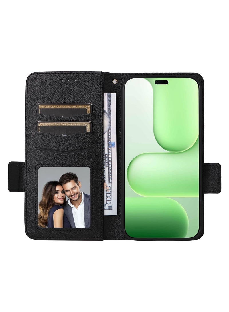 Adando Case Compatible with Honor 600 Lite Cover with hand rope,Leather Flip Phone Case with 4 Card Slots.Magnetic Closure.Anti slip and fall (Black) - Image 5