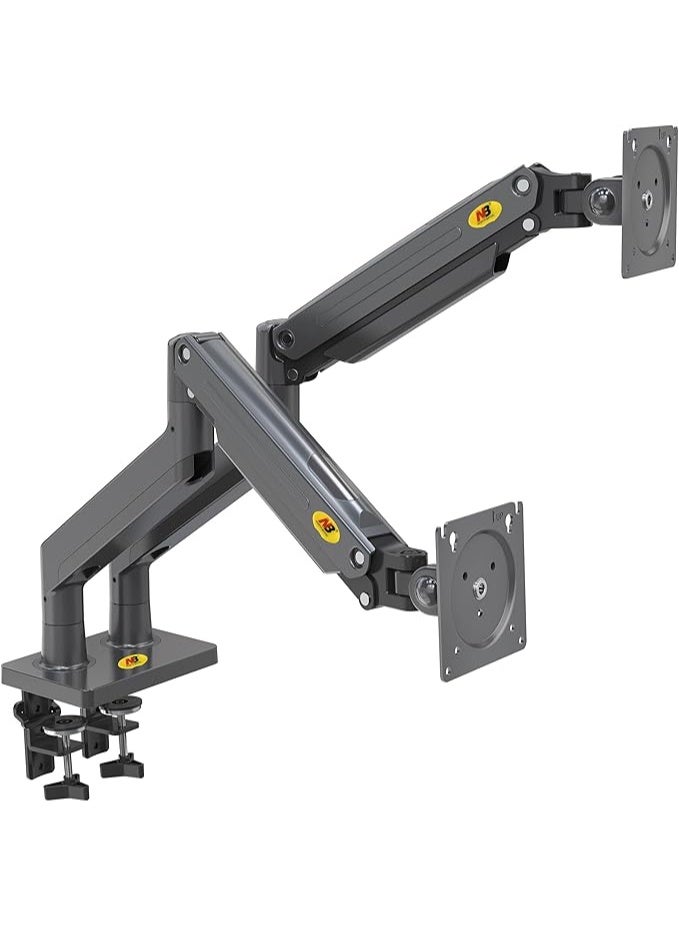 NB NORTH BAYOU Desk Mount with Gas Spring for Two 22-32 Inch LCD Screens, VESA 75/100, Supports up to 15 kg - Image 1