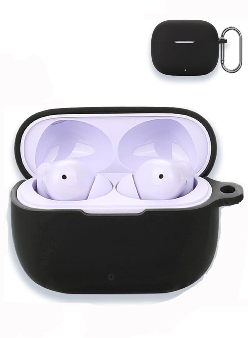 Alyashmac Silicone Protective Case for Realme Buds T310 with Keychain Cover (Black) - Image 1