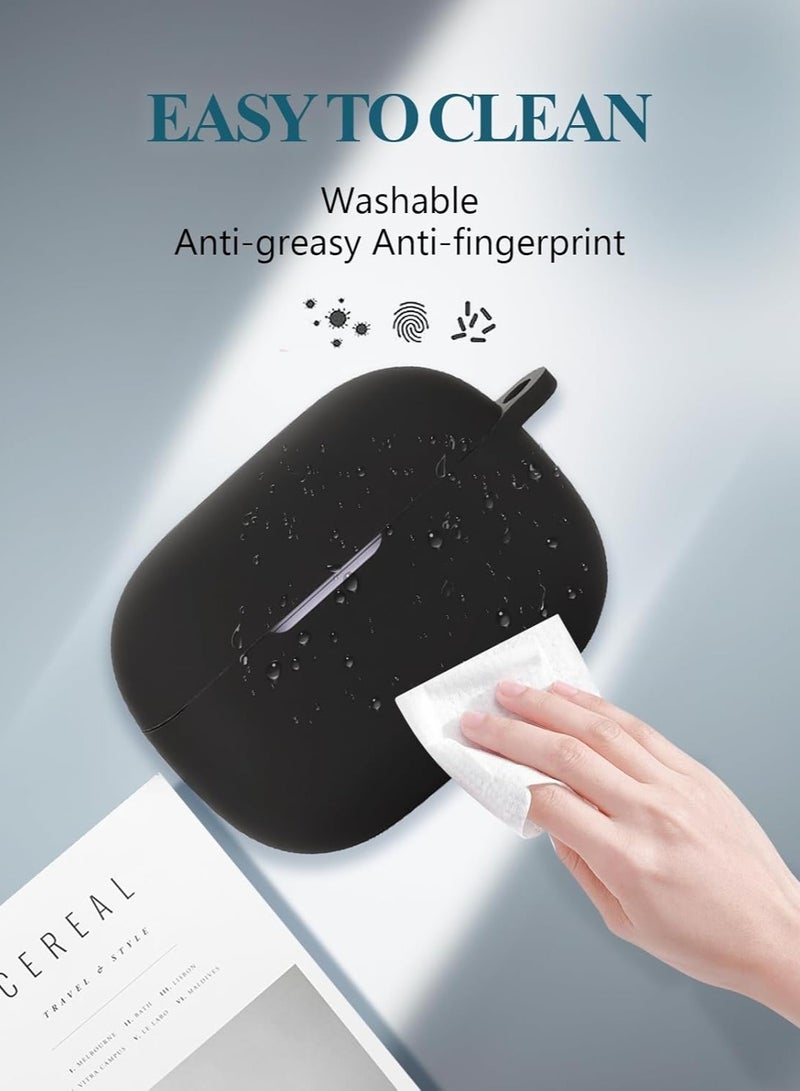 Alyashmac Silicone Protective Case for Realme Buds T310 with Keychain Cover (Black) - Image 5