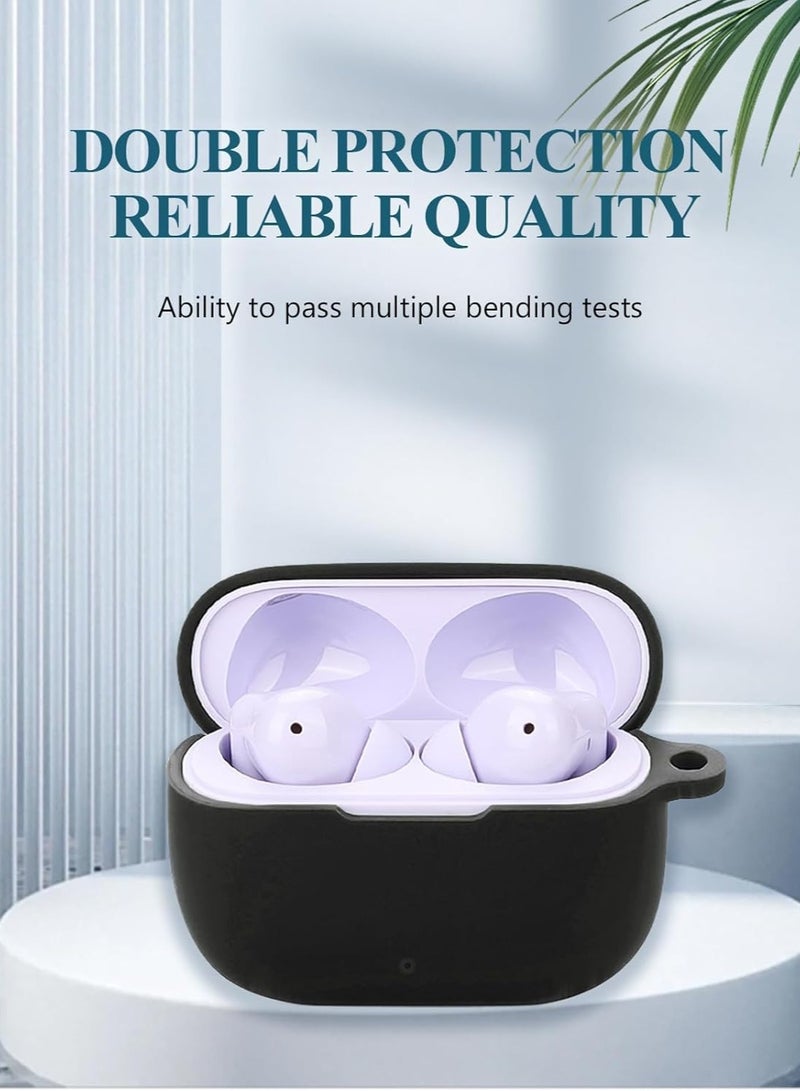 Alyashmac Silicone Protective Case for Realme Buds T310 with Keychain Cover (Black) - Image 2