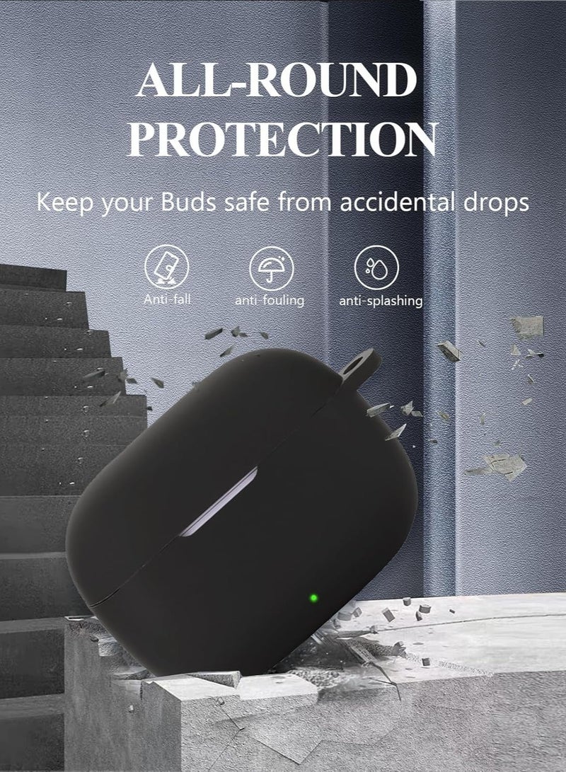 Alyashmac Silicone Protective Case for Realme Buds T310 with Keychain Cover (Black) - Image 4