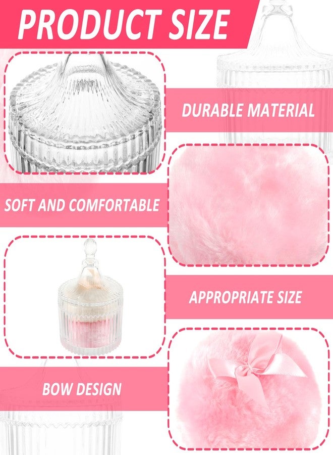 YEXEXINM 6 PCS Large Body Powder Puff and Container, 2 Pack 5.3" Body Powder Container with 4 Powder Puff,Washable Large Body Powder Puff Dish,Powder Puff Crystal Container,Soft Velour Face Body Powder Puff - Image 3