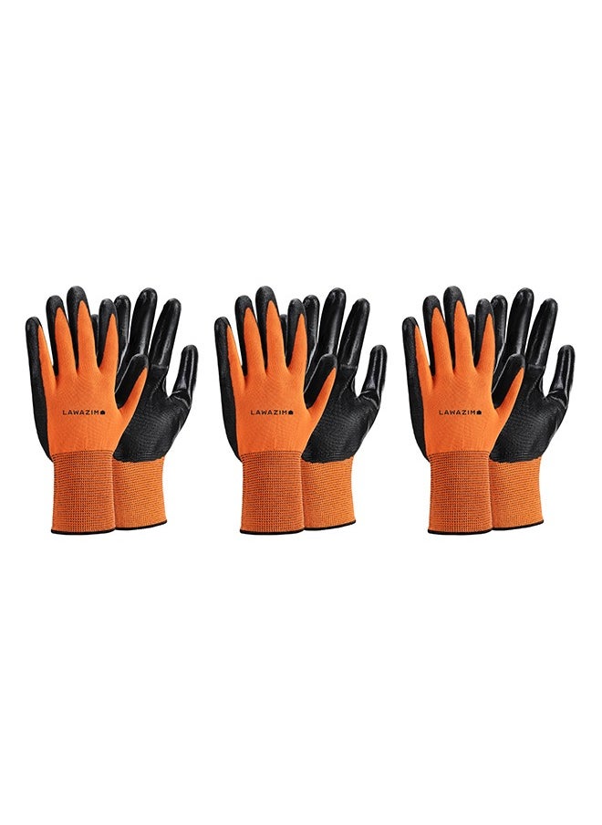 LAWAZIM Cotton Working Gloves -3 Pairs Orange- Protective Non-Slip Rubber Grip with Comfortable Fit Knitted Breathable Fabric - Durable Work Gloves for Gardening Repairs Construction and DIY Projects  - Image 2