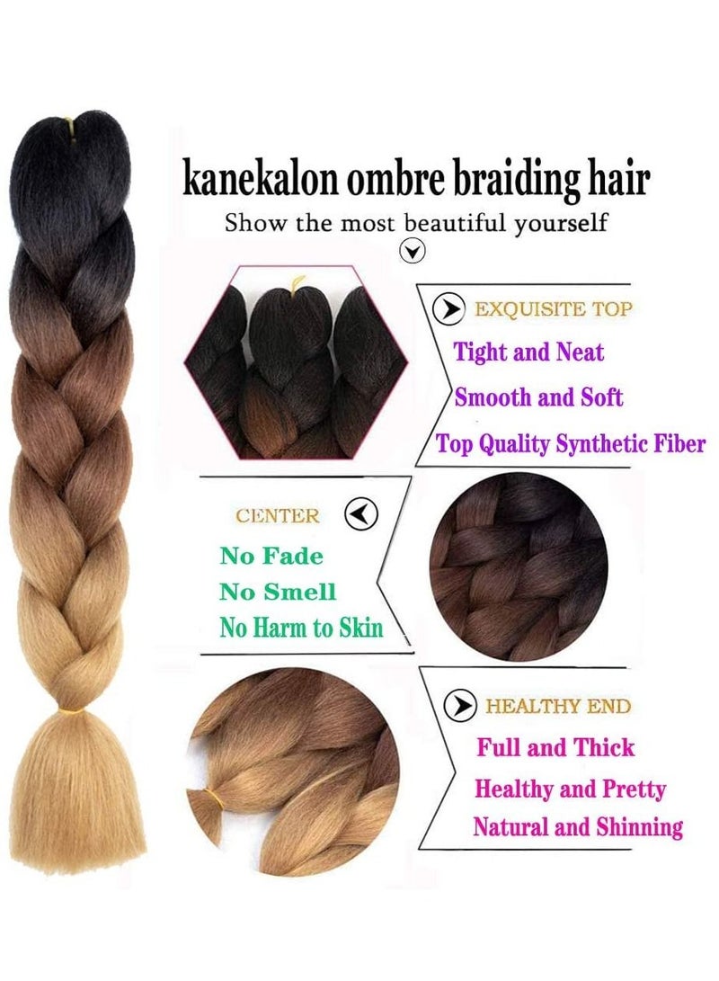 إستيل 6 عبوات من وصلات شعر جدائل جامبو من كانيكالون أومبير ، 24 بوصة ، وصلات شعر من الألياف الصناعية بدرجة حرارة عالية ، من أجل جدائل مربعة من ضفائر الكروشيه (أرجواني داكن) - Image 3