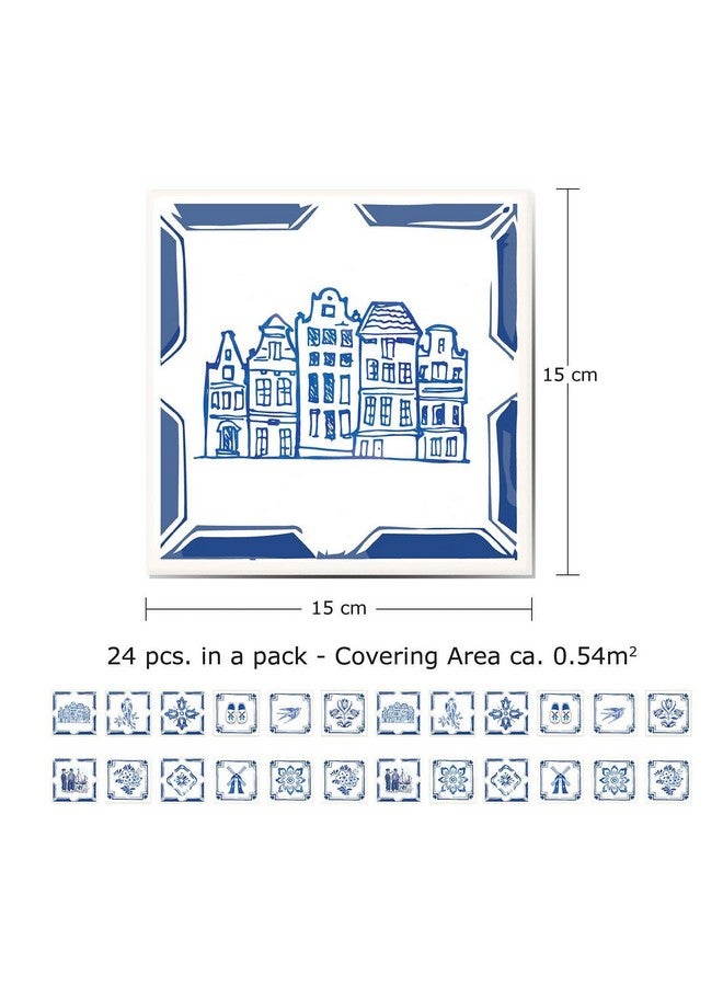 WALPLUS 24pcs 6" Peel and Stick Vinyl Backsplash Tiles Stickers Tile Paint Removable Waterproof Self-Adhesive Decals Vinyl Home Kitchen Bathroom Spring Easter Decoration Dutch Blue - Image 5