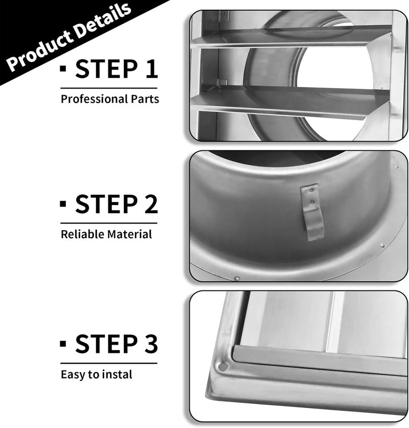 MDEOOSKY 2 Pack 4" Metal Dryer Vent Cover, Outside Stainless Steel Louvre Exterior Dryer Vent Cover, 4 Inch Metal Vent Cover Outdoor for Dryer Vent Range Hood Vent - Image 4