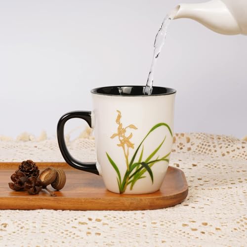 Asmwo Funny Ceramic Magic Heat Color Changing Coffee Mug with Orchid Printing for Women Personalized White Green Tea Cup Large Mugs for Mom,Girl, Grandma and Man 16 oz - Image 5