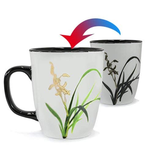 Asmwo Funny Ceramic Magic Heat Color Changing Coffee Mug with Orchid Printing for Women Personalized White Green Tea Cup Large Mugs for Mom,Girl, Grandma and Man 16 oz - Image 2