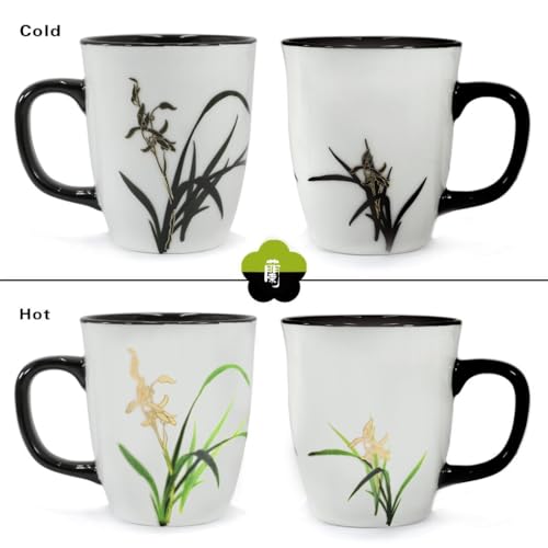 Asmwo Funny Ceramic Magic Heat Color Changing Coffee Mug with Orchid Printing for Women Personalized White Green Tea Cup Large Mugs for Mom,Girl, Grandma and Man 16 oz - Image 3