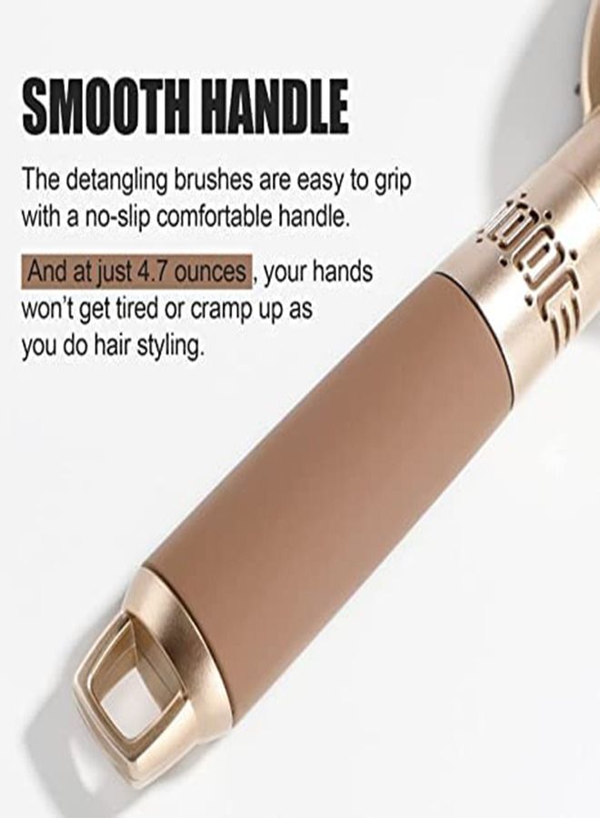 Arabest مجموعة فرش الشعر، مشط بيضاوي للتدليك مضاد للكهرباء الساكنة مع دبابيس من النايلون لفك تشابك الشعر، مشط للتدليك، فرشاة جافة ورطبة للنساء والرجال، تصفيف الشعر (ذهبي) - Image 5