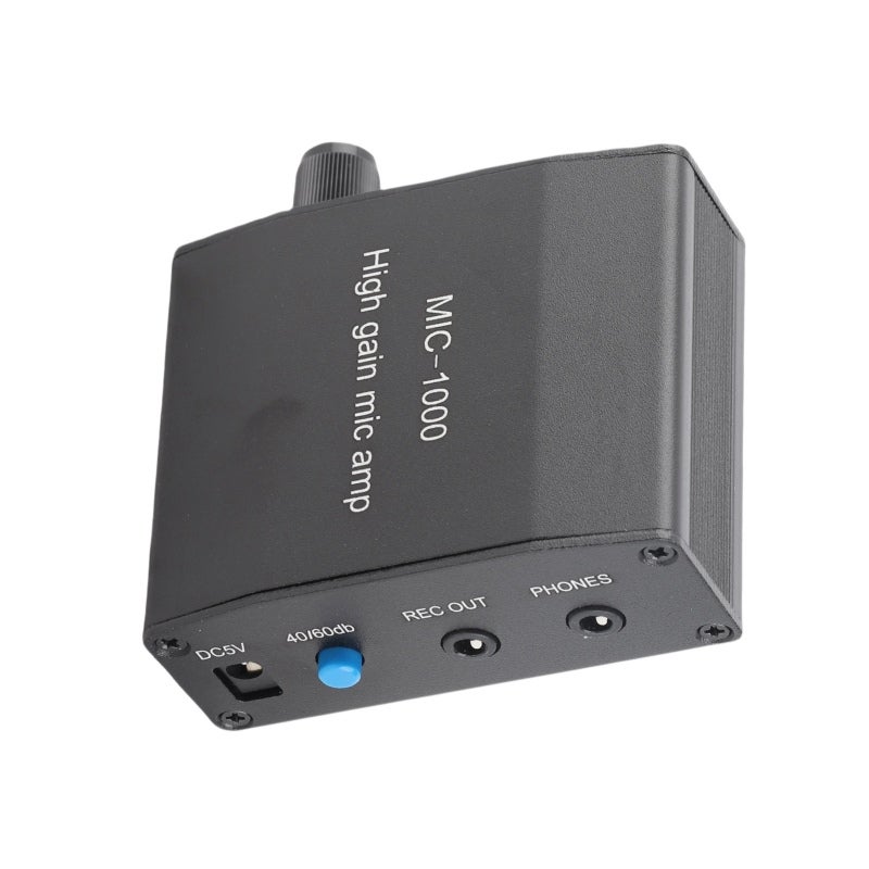 Microphone Amplifier 65 X 53 X 25mm Premium Aluminium Alloy Shell High Sensitivity Mic Audio Amp - 1000 Times Amplification Anti Interference Portable Amp for Mobile Recording Headphone Listening - Image 5