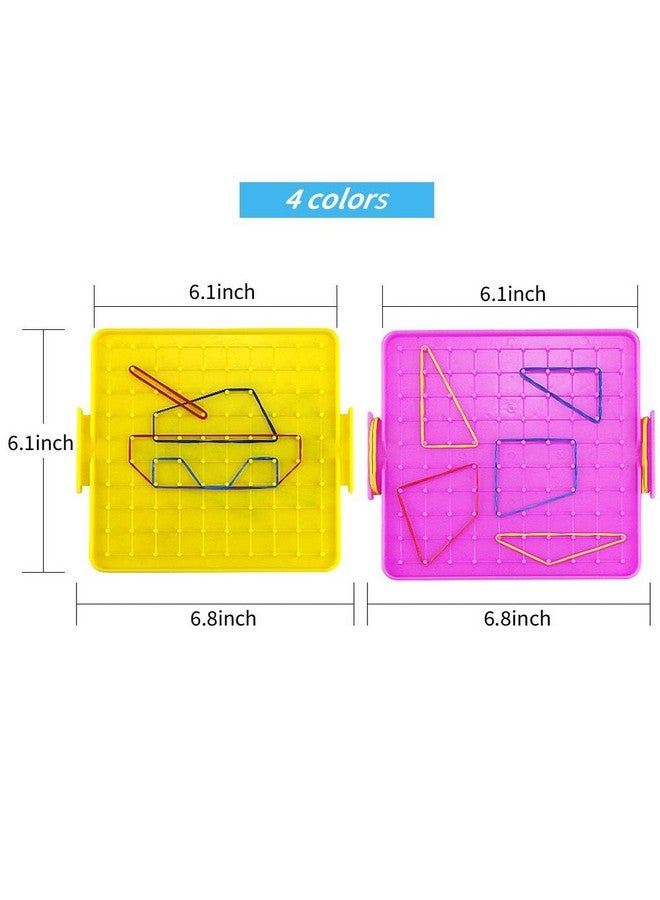 Oopsu 8 Pack Plastic Mathematical Manipulative Material Array Block Geo Board with 80 Latex Bands for Kids(4 Colors) - Image 2
