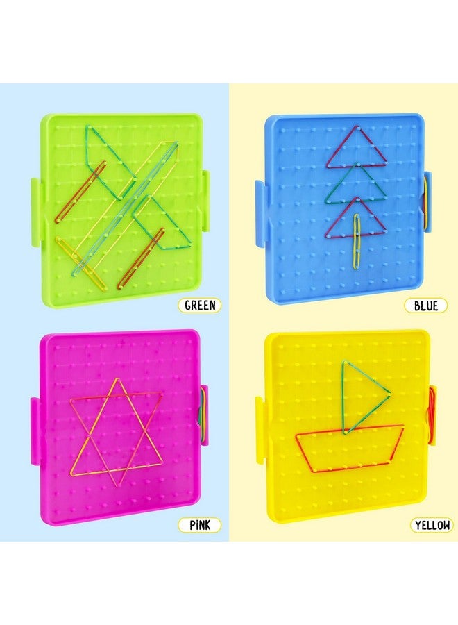 Oopsu 8 Pack Plastic Mathematical Manipulative Material Array Block Geo Board with 80 Latex Bands for Kids(4 Colors) - Image 5