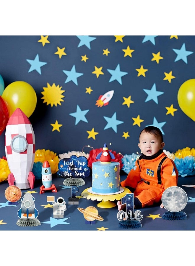 ANGOLIO 12Pcs First Trip Around The Sun One Letter Sign Party Honeycomb Table Centerpiece Outer Space 1St Birthday Party Decorations Planets Solar System Theme Party For Boys Baby Shower Photo Props - Image 5