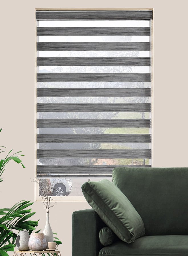 JIANGPIN TEXTILE ستائر نسيجية من جيانغبين للنوافذ، ستائر زيبرا مزدوجة الطبقات وستائر رول لتصفية الضوء لغرفة المعيشة والقبو، (أقصى ارتفاع 72 بوصة، رمادي، عرض 21 بوصة) - Image 1