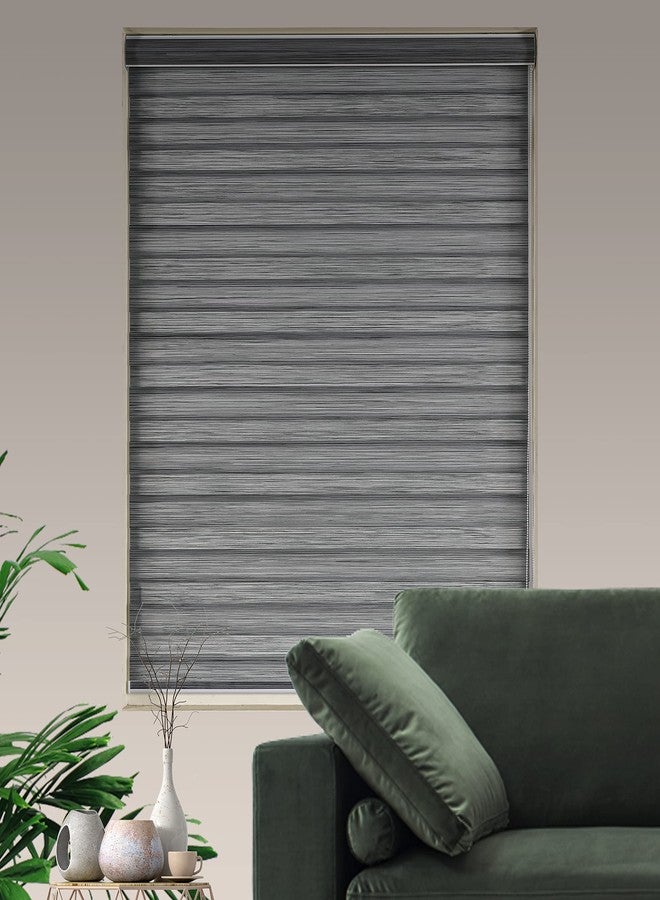JIANGPIN TEXTILE ستائر نسيجية من جيانغبين للنوافذ، ستائر زيبرا مزدوجة الطبقات وستائر رول لتصفية الضوء لغرفة المعيشة والقبو، (أقصى ارتفاع 72 بوصة، رمادي، عرض 21 بوصة) - Image 2