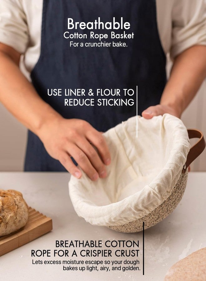 BARoyal Crispier Crust Cotton Rope Banneton Bread Proofing Basket Set, Oval & Round Bread Baskets with Liners & Covers for Artisan Bread Baking, Sourdough Bread Baking Supplies, Gift-Ready(Natural) - Image 2