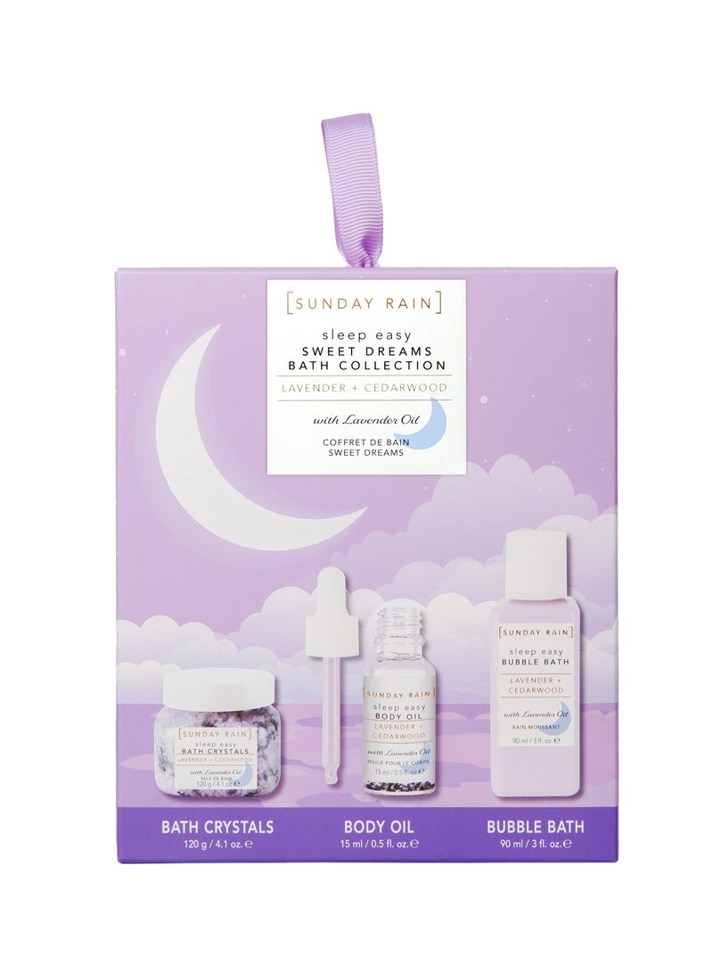 Sunday Rain Sleep Easy Sweet Dreams Lavender Bath Gift Set – 4-Piece Relaxation Kit with Bath Soak, Body Oil, Bath Crystals & Dropper – Lavender & Cedarwood Aromatherapy for Better Sleep - Image 1