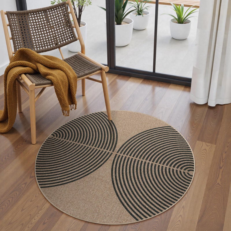 La Home Lahome Enfys Modern Rainbow Round Rug 3ft Small Washable Circle Carpet Natural Indoor Outdoor Patio Front Porch Rug Farmhouse Non Slip Non Shedding Contemporary Round Mat for Entryway - Image 2