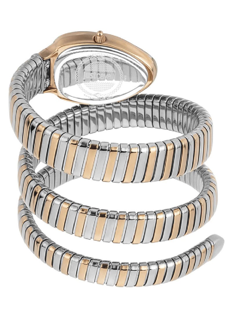 Just Cavalli ساعة جاست كافالي للنساء بتصميم ثعبان بقرص أزرق وسوار ثنائي اللون - JC1L209M0085 - Image 2