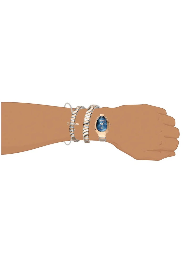 Just Cavalli ساعة جاست كافالي للنساء بتصميم ثعبان بقرص أزرق وسوار ثنائي اللون - JC1L209M0085 - Image 4
