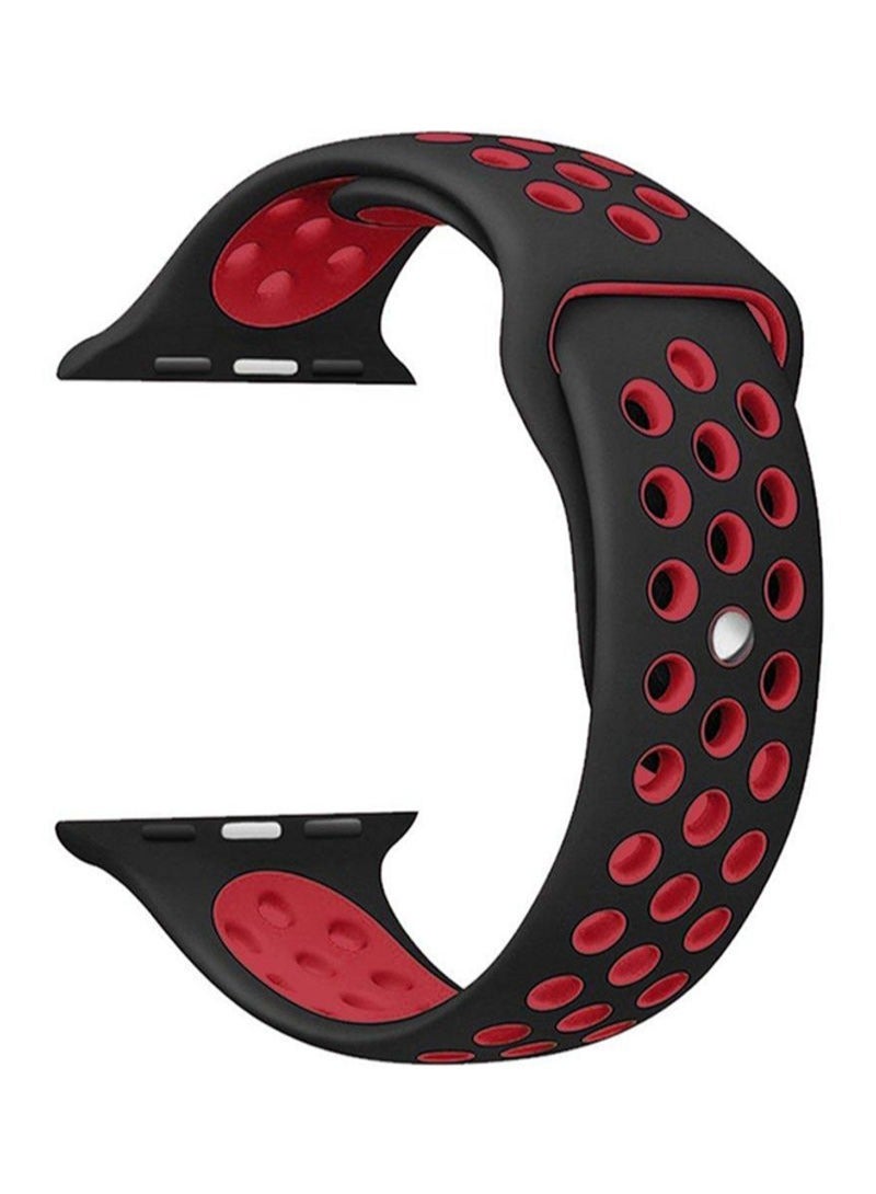 BORTONY Silicone Strap For Apple Watch 42 mm Black/Red - Image 1