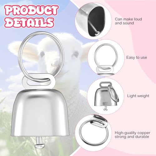 Yeyeplum 2 Pack Goat Collars with Bells, Sheep Grazing Copper Bells and Adjustable Nylon Collar Set Loud Bronze Bell Small Farm Animal Sheep Cow Accessories(White, Pink,Floral Pattern) - Image 4