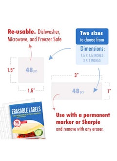 MESS Erasable Labels For Kitchens (96-Pack) Kitchen And Pantry Labels That Erase! - Freezer And Fridge White Dry Erase Labels - Labels For Jars - Food Labels For Containers  - Image 4