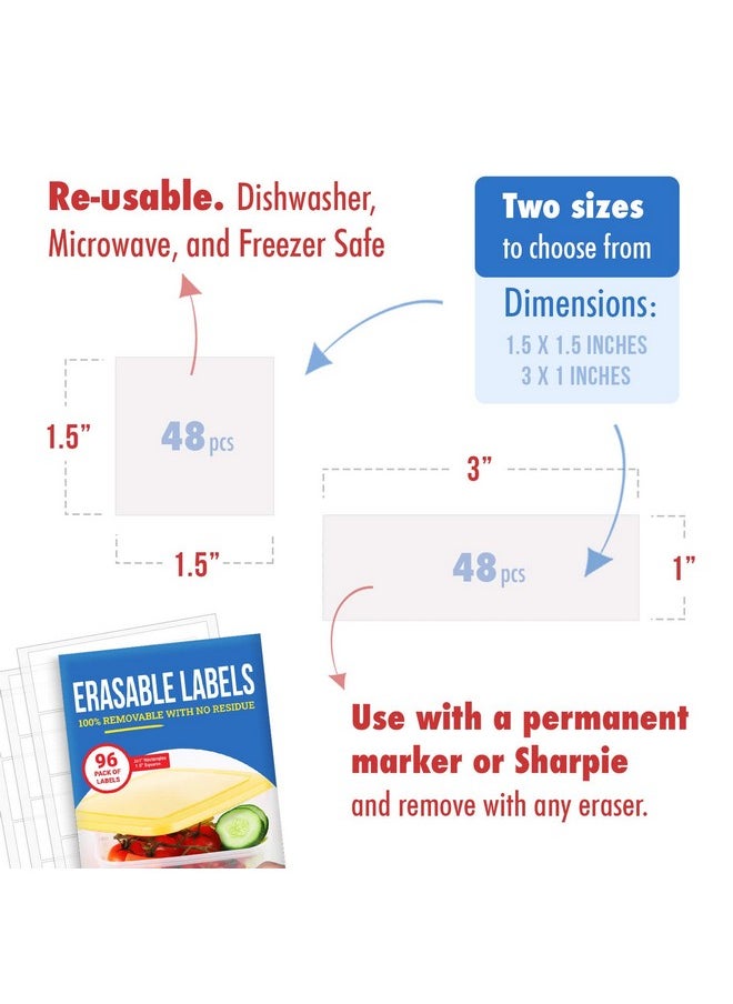 MESS Erasable Labels For Kitchens (96-Pack) Kitchen And Pantry Labels That Erase! - Freezer And Fridge White Dry Erase Labels - Labels For Jars - Food Labels For Containers  - Image 4