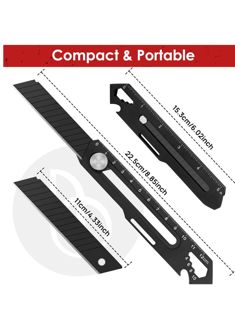 Excefore Utility, Heavy Duty Stainless Steel Retractable Box Cutter, with 1PC Replaceable,  Multi-Functional Razor for Cartons and Cardboard, Ideal for Office and Home Use, Black (2 Pack) - Image 3